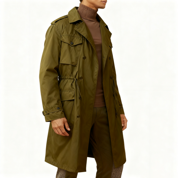 Olive Green Utility Trench Coat