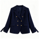 Navy Pinstripe Double-Breasted Blazer