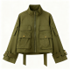 Olive Green Utility Pocket Crop Jacket