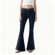 Navy Studded Flared Jeans