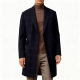 Navy Windowpane Wool Coat