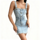 Light Wash Denim Overall Dress