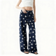 Navy Star-Print Wide-Leg Jeans