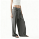 Gray Tie-Waist Wide-Leg Pants